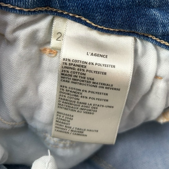 L'Agence Margot Light Wash High Rise Skinny Denim Jeans Camden Wash Size 25 - Picture 9 of 10